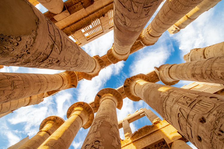 Karnak Hypostyle Hall Columns And Clouds In The Temple At Luxor Thebes