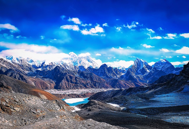 Views from the base camp on Mount Everest