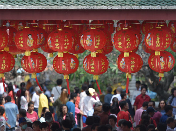 Thai lanterns hanging for Chinese New Year