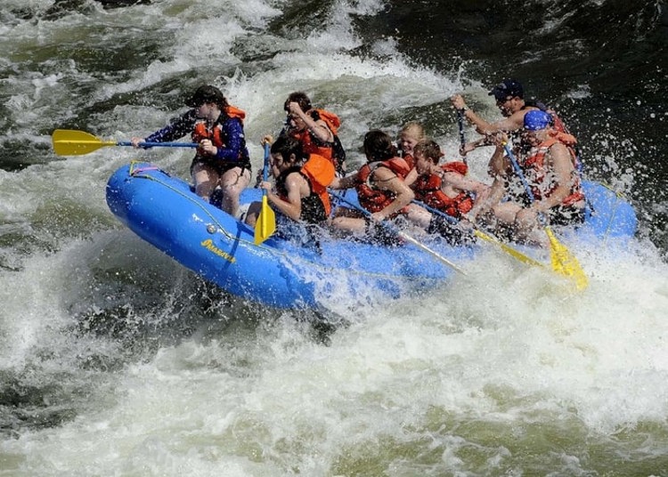 White water rafting on the Soca river, Slovenia