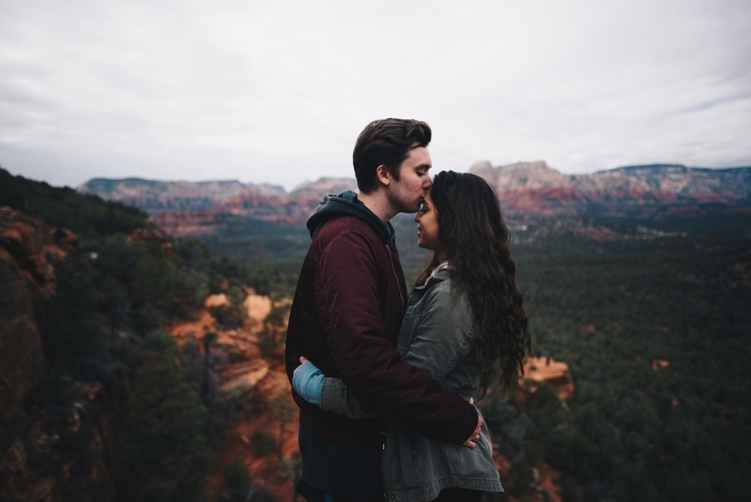 a couple standing in a national park in USA